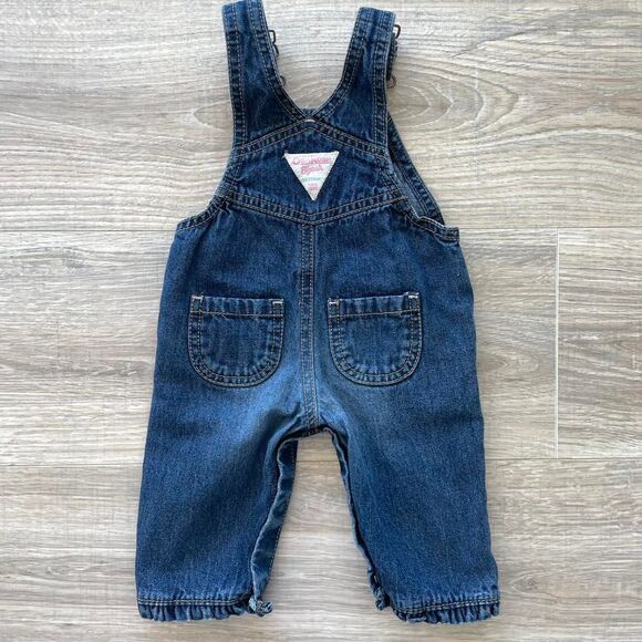 Oshkosh Bgosh Denim Overalls Rainbow Heart Patch Retro Girly Colorful Blue Jean - Picture 5 of 8